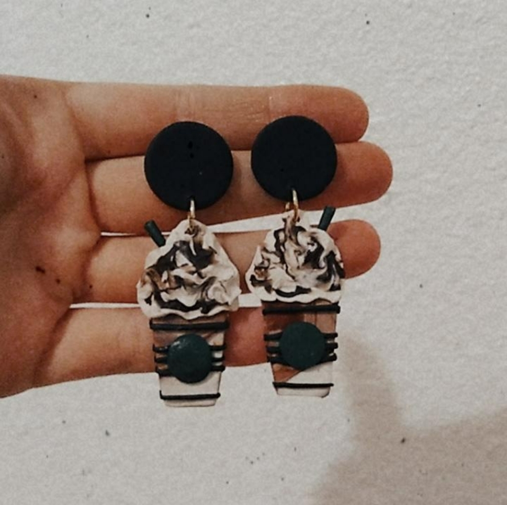 Starbucks clay earings